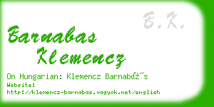 barnabas klemencz business card